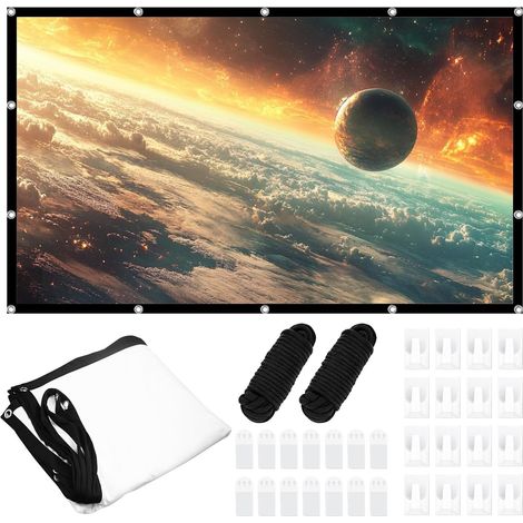 Écran de projection 100", 16:9, HD, pliable, anti-plis, double face, 221 x 125 cm, toile de projection portable pour extérieur, camping, maison, école, réunion (1/5)