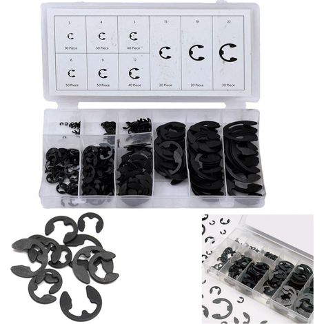 Anneaux à Ressort Kit 300 Pcs Assortis Anneaux à Ressort Rondelles E-clips (1/5)