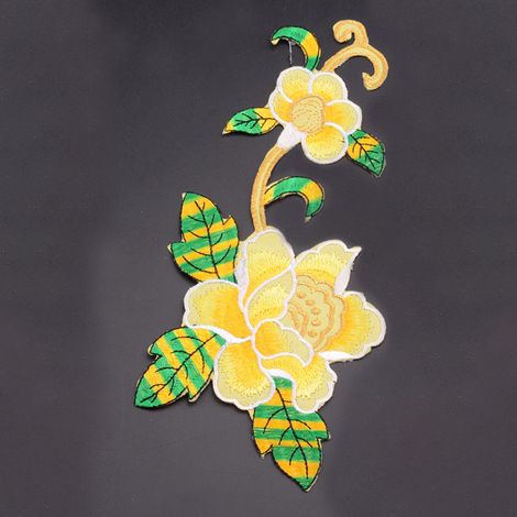 Blumenstoffaufkleber, gestickter Aufnäher, DIY-Dekoration, Applikation, Bastelbedarf, Bekleidungsaccessoires (Gelb) (1/5)