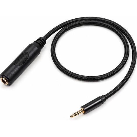 Adaptateur Rallonge Jack Audio 3,5 mm Mâle vers 6,35 mm Femelle, Mini Casque Stéréo Câble de Raccordement pour Guitare Amplificateur TRS, Nylon Tressé pour Piano Mixage Home Cinéma 0,3 Mètre (1/5)