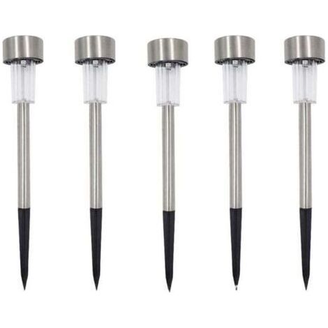 Lot de 5 bornes solaires à LED lampes de jardin à planter,lumière blanche (1/5)