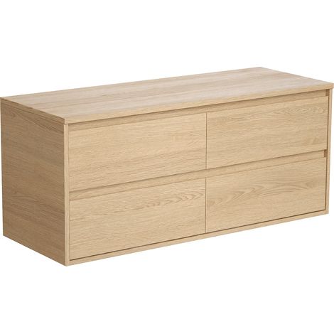 Mobile sotto lavabo sospeso con piano 120 cm Placcatura rovere - MILIPAM (1/5)