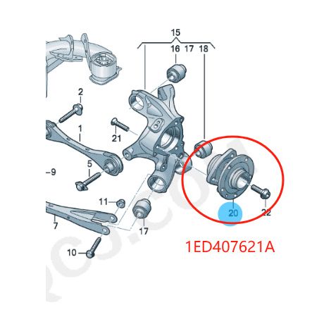 Roulement de roue arrière ID4 ID6, neuf, référence 1ED407621A (1/4)