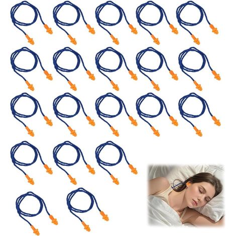 Protection Auditive avec Réduction du Bruit Lot de 20 Paires de Bouchons d'Oreilles en Silicone avec (1/5)
