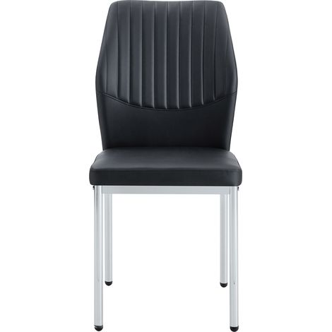 Set 4 sedie da pranzo moderne in PU nero con gambe in metallo argento (1/5)