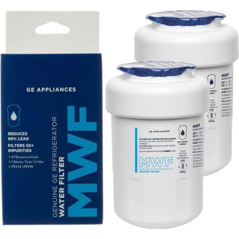 2er-Pack GE MWF Kühlschrank-Wasserfilter – Zertifiziert zur Reduzierung von Blei und Schwefel – Kompatibel mit verschiedenen GE-Modellen (1/5)
