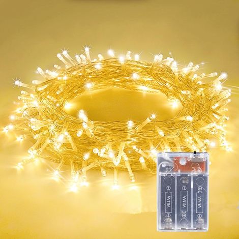 Guirlande lumineuse à piles - 10 m - 80 LED - Guirlande lumineuse de Noël - Batterie - Pour l'intérieur et l'extérieur - Décoration de Noël - Blanc