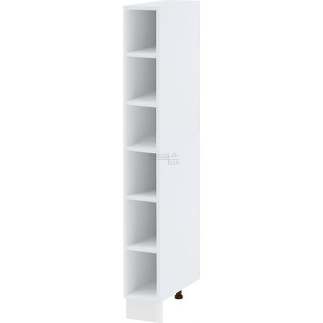 Cuisineandcie – Colonne de cuisine étagère ouverte 20 cm – Blanc brillant – Dimensions L 20 x H 218.7 x P 56 cm – Matériaux résistants aux rayures