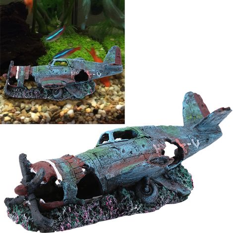 Décoration d'Aquarium Paysage Arrière-Plan Épave d'Avion Résine Artisanat Ornements Miniatures-AUTRES (1/5)