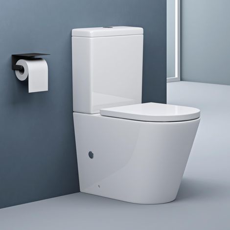 doporro WC à Poser Céramique Blanc Toilette avec Réservoir Abattant Silencieux avec Frein de Chute Stand108T