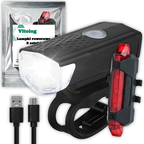 Set di 2 luci LED per bicicletta, anteriori e posteriori, ricaricabili tramite USB.