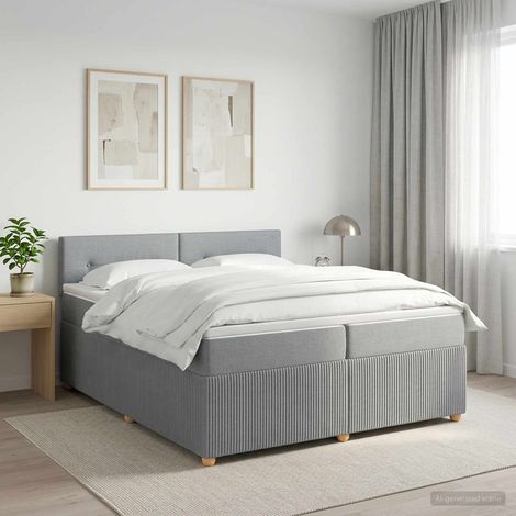 Lit boxspring avec matelas Gris clair 200 x 200 cm Tissu (1/5)