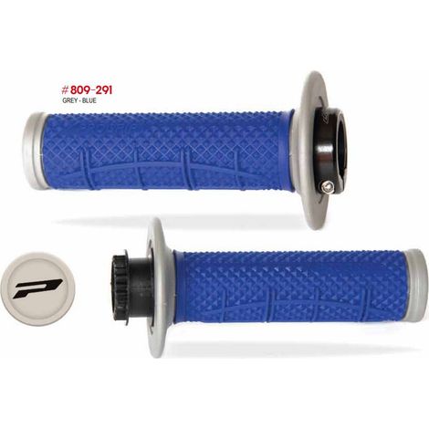 Manopole Progrip 2025/12 PG809 OFF road con SCS lock-ON + 7 adattatori acceleratore (22+25MM) colore grigio blu bicomponente half waffle LUNGHEZZA 115MM (809-291) (1/3)