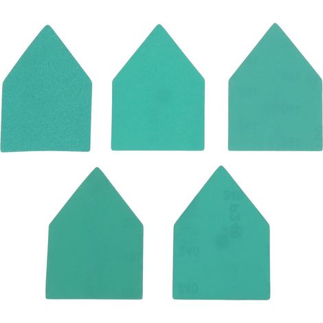 CCYKXALot de 50 feuilles abrasives pentagonales vertes de 8,9 cm, 92 x 65 mm, grain 80/120/150/180/240, compatibles avec les ponceuses à Milwaukee M12 (1/5)