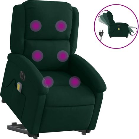 Maison Exclusive - Poltrona Alzapersona Massaggiante Elettrica Verde Scuro Velluto