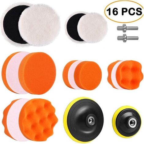 3" & 5" Auto-Poliersets, 16 Schaumstoffpads fürs Auto, Pufferpad-Set, Metall-Polierpads (1/4)