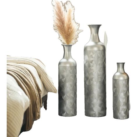 Jarrones de suelo de estilo retro, ideales para la decoración de interiores, color plata. (1/2)