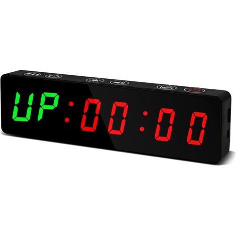 Minuteur de gym portable, horloge d'entraînement avec batterie rechargeable et aimant intégré, compte à rebours/compte à rebours pour salle de sport à domicile, garage, fitness