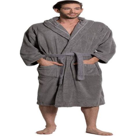 Peignoir - Éponge Turc - Homme Et Femme - Capuche - 100 % Coton - Absorbant - Taille Unique (1/2)