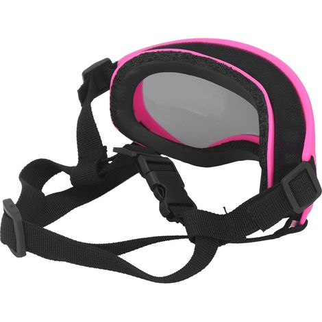 Hunde-Sonnenbrille, UV-Schutz, aus Polycarbonat, winddicht, komfortabel und atmungsaktiv, rosa Rahmen, graue Gläser. (1/4)