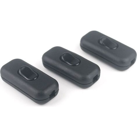 3 Pcs Ligne Cordon Interrupteur 6A 250V Interrupteur à Touche Basculante pour Lampe Inline, Câble D'éclairage à 2 ou 3 Fils, avec Allumé/éteint à Bascule (1/4)