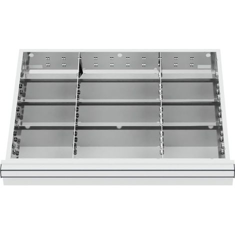 Compartimentage de tiroir STIER, séparations en métal, BLH 200-300 mm, dimensions intérieures 600x450 mm, 12 casiers, 6 x TW 175