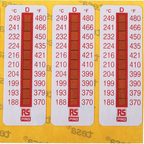 Étiquette thermosensible RS PRO 188°C à 249°C 10 niveaux ( Prix pour Paquet de 10 ) (1/4)