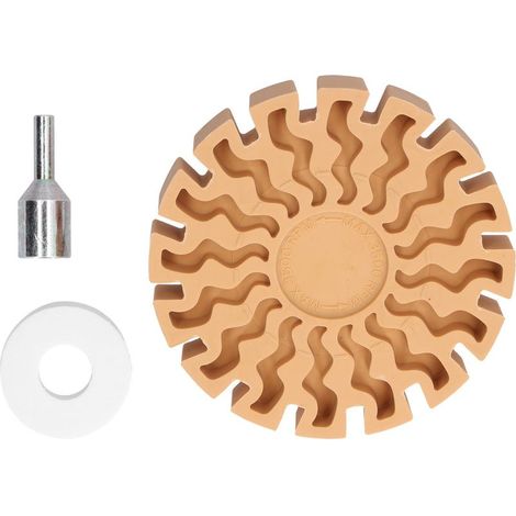Disque décolleur gomme 4 pouces (100mm) pour polissage carrosserie, retrait autocollants et peinture - Kit roue effaceur décalcomanie auto réparation. (1/5)