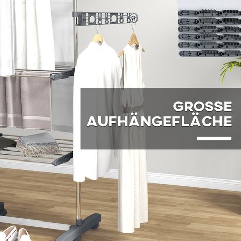 Sèche-linge pliable 4 niveaux, système One-Click, 142 x 55 x 152 cm, bleu et argent (1/5)