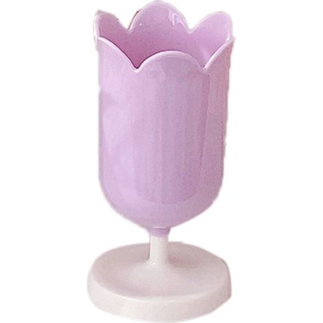 Porte-stylo Forme Tulipe Vintage Grande Capacité pour Bureau Salle d'Étude Maison Accessoire Photo Créatif Violet (1/5)