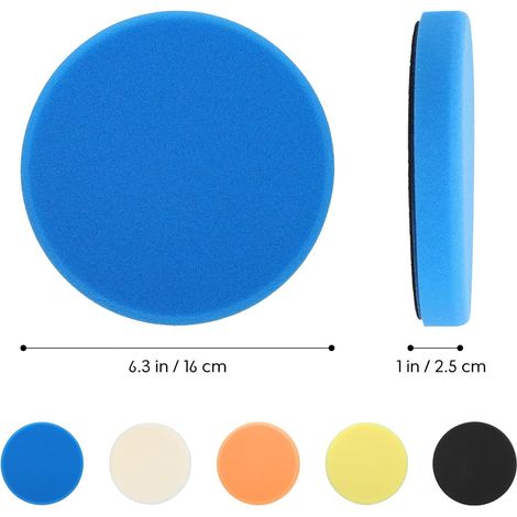 Lot de 5 Tampons de Polissage en Éponge 15 Cm pour Voiture, Usage Polyvalent et Effet de Polissage, Lustrage Automobile (1/5)