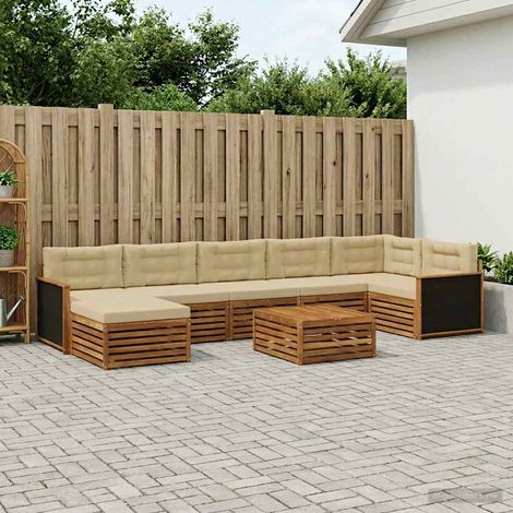 vidaXL Outdoor-Sofagarnitur mit Kissen 8 pcs Natur und Beige (1/5)