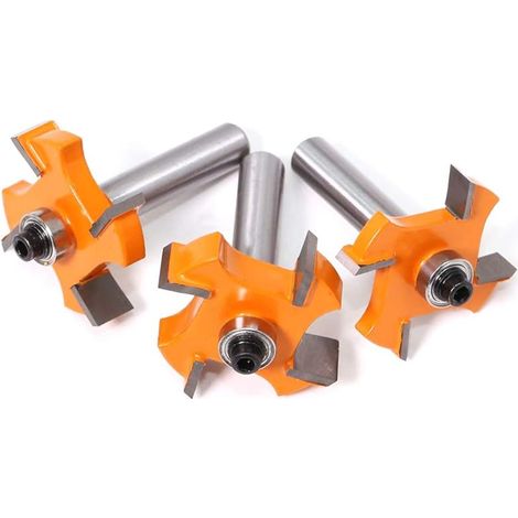 3pcs 8mm 4-Lame Fraise à Bois T-Forme Fraise de Rainure Set Coupe Outil de Travail du Bois Orange Lame Hauteur:6mm, 8mm, 10mm (1/5)