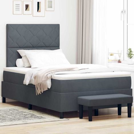 Cama tipo Box Spring Gris oscuro 190 x 120 cm Terciopelo (1/5)
