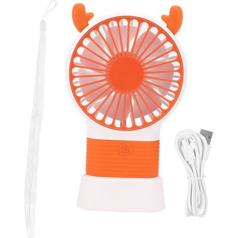 Ventilateur de Bureau Forme Cerf Mignon, 3 Vitesses Rechargeable USB Orange (1/5)
