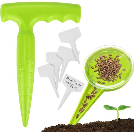 1 Ensemble Outil Jardinage, Planteur Bulbes Échelle, Semoir 5 Fentes, Étiquettes Imperméables, Pour Légumes Fleurs
