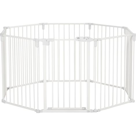Recinto per cuccioli con porta, pieghevole, 8 pannelli, 60 x 76 cm, bianco (1/4)