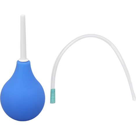 Kit de lavement en silicone bleu 160ml avec tuyau à usage unique, douche anale pour femmes, nettoyant pour constipation, poire évacuatrice (1/5)