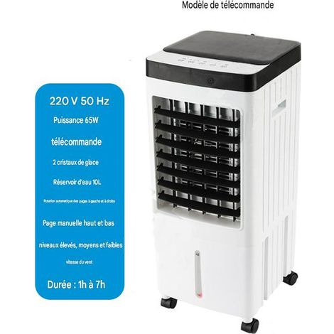 Rafraîchisseur d'air mobile 8 L avec télécommande, ventilateur à eau 3 vitesses, oscillation grand angle, minuterie 7 h, refroidissement par pain de glace (1/5)