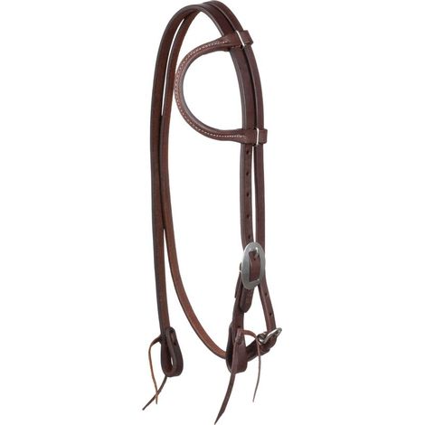 taglia unica, marrone oliato: Testiera western monorecchio con sottogola e fibbie inox