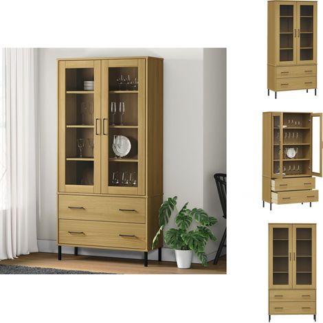 Bücherregale & Bücherschränke - Living Bücherschrank OSLO Metallbeine Braun 85x35x172,5 cm Massivholz (1/5)