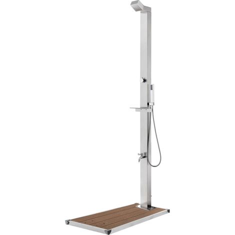 vidaXL Garden Shower with Brown Base 225 cm Stainless Steel (315939+48204)