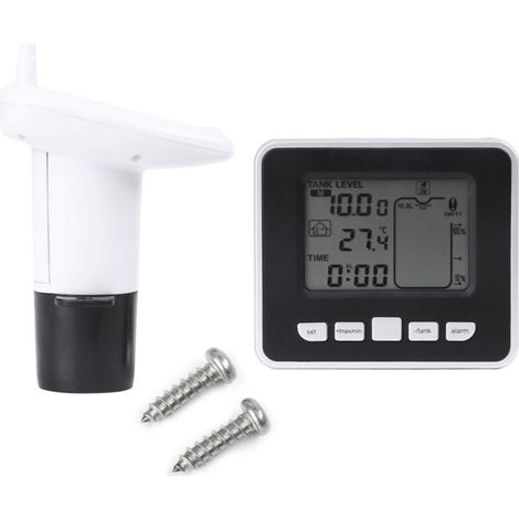 – Ultrasonic water level sensor – LCD display – Internal and tank temperature – High/low level alarm – 100m range (1/5)
