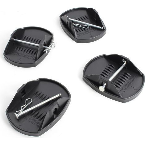 Lot de 4 Plaques d'Appui – 180 x 145 x 50 mm – capacité Max. 4 t – avec Broche en métal – Patin Coupelle de Support Caravane Camping-Car Cales de Support Pied de Vérin-ARCAN (1/5)