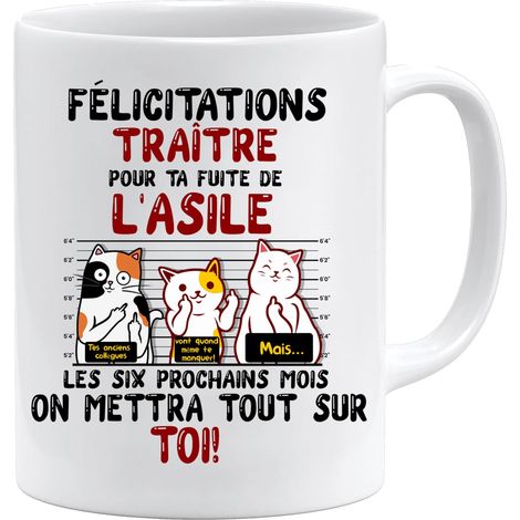 Mug collègue FÉLICITATIONS TRAÎTRE Départ en Retraite Idée Cadeau Humour Travail Tasse Départ Homme ou Femme Bureau Cadeau Collègue Blanc (1/4)