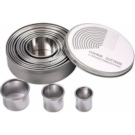 BUNTHAUS 12PCS Emporte Piece Rond Cercle Patisserie Emporte pièces Cuisine pour Biscuits Pâtes à Sucre Gâteaux Emporte Piece Biscuit Cookie Cutter (1/5)
