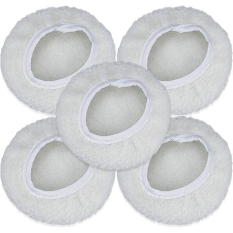 Lot de 5 Bonnet de Polissage, 125-150mm Kit Auto Disque Polissage Bonnet en Laine Tampons de Cirage pour la Plupart des Polisseurs de Voiture (1/5)