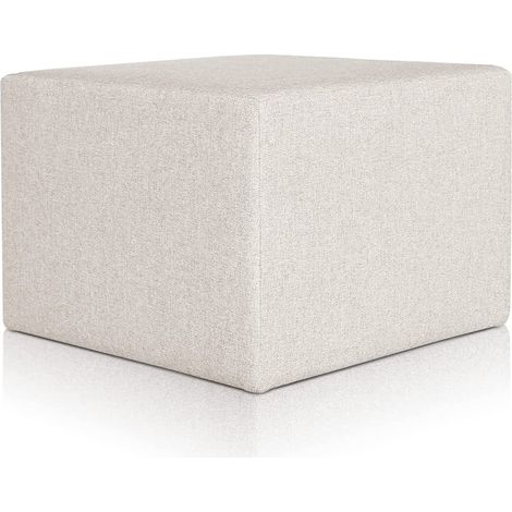 EVERGREENWEB Pouf poggiapiedi 63x63 cm per Divano Sgabello Cubo, tessuto Idrorepellente: Pouf design moderno per soggiorno camera da letto, Puff salotto, Pouffe Rubino BIANCO (1/4)