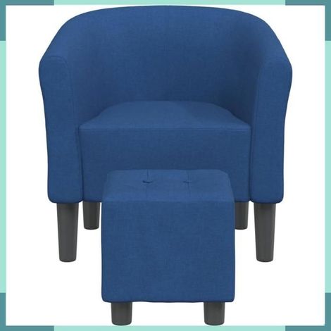 356438 Chaise cabriolet avec repose-pied bleu tissu (1/5)