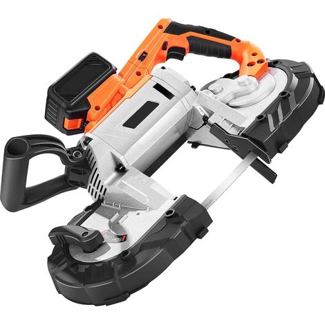 Scie à ruban portable 20V, profondeur de coupe 127x115 mm, moteur sans balais, vitesse variable 0-120 m/min, pour métal et bois, batterie 4.0 Ah incluse, compacte et sans fil. (1/5)